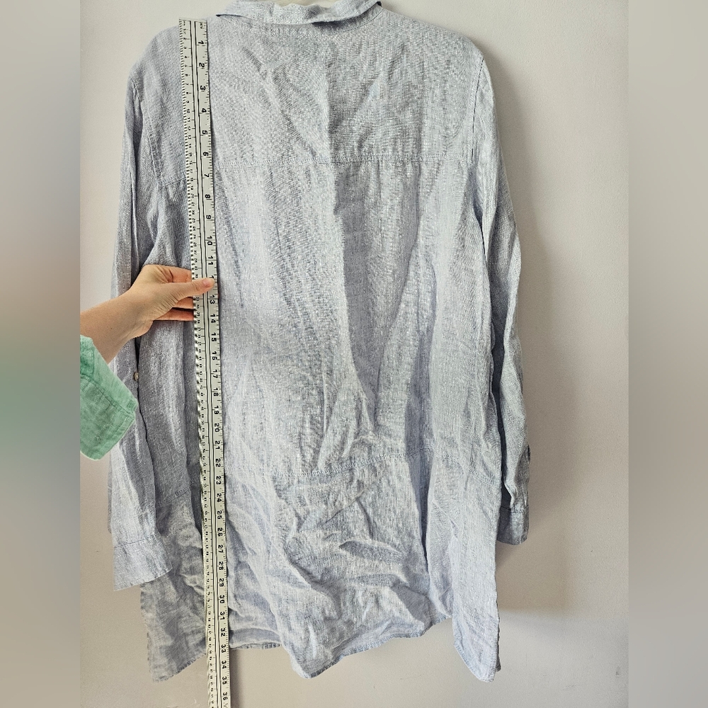 Tahari 100% Linen Button Down Tunic Size 1x - image 7